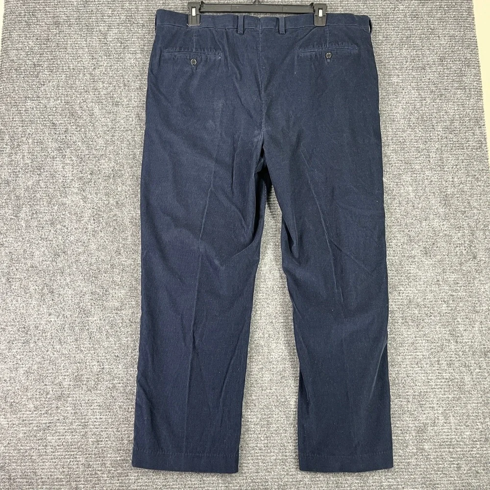Lands End Traditional Fit Corduroy Pants Trousers Flat Front Navy Blue 42‎ Mens